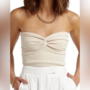 Twist Knot Front Knit Strapless Tube Top